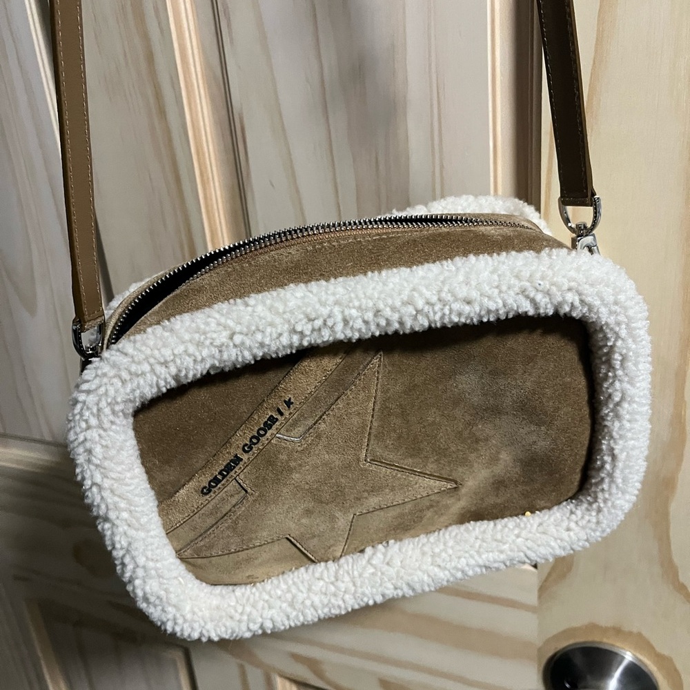 Golden Goose Star Suede and Sherling Crossbody Handbag